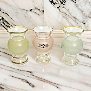 Bartlette Collins Frosted Bud Vase - Vintage Hand Painted Red Floral Design (3)